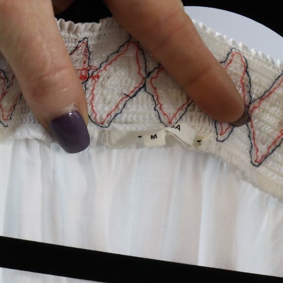 Tularosa Embroidered Off Shoulder Dress Women’s Size M White Red Blue - Picture 6 of 7